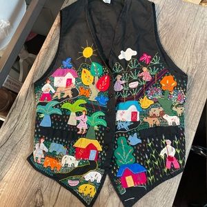 Signed Columbian 100% handmade Appliqué Embroidered Vest
